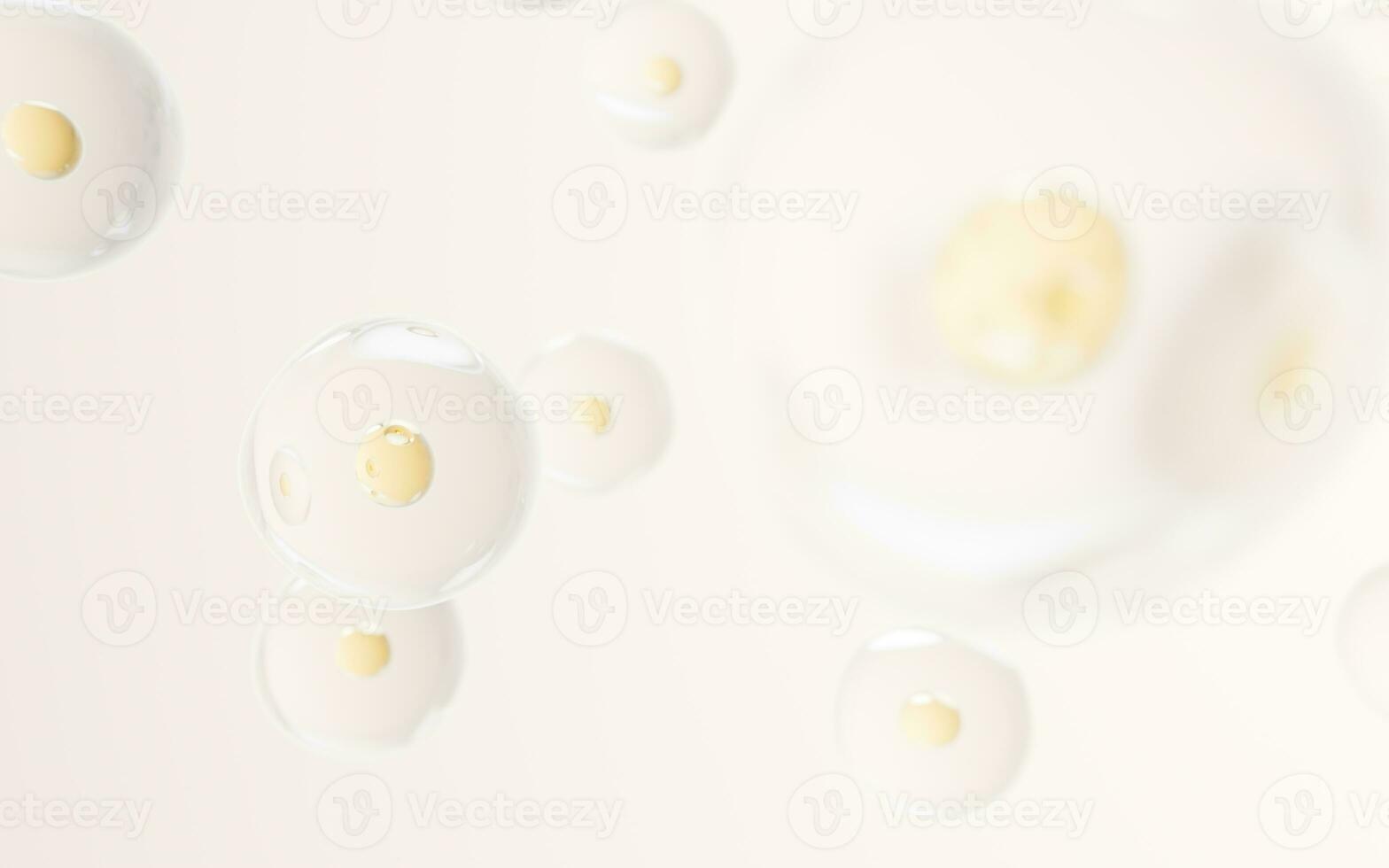 Transparent cell with biotechnology and cosmetic concept, 3d rendering. photo