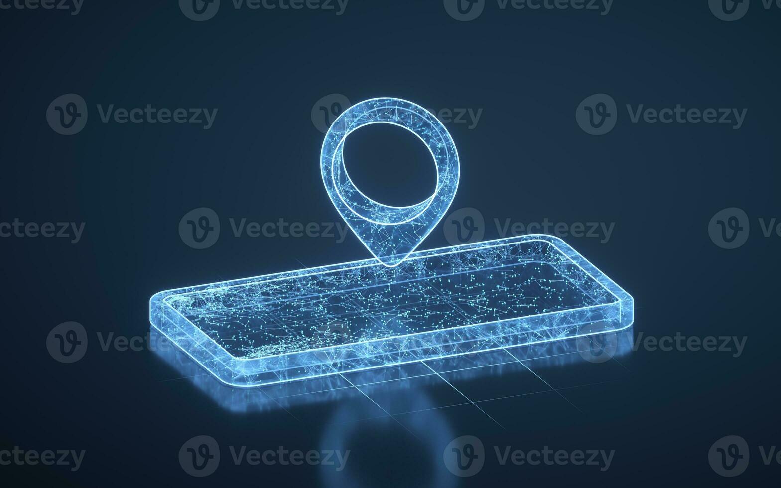 Mobile phone with location mark, 3d rendering. photo