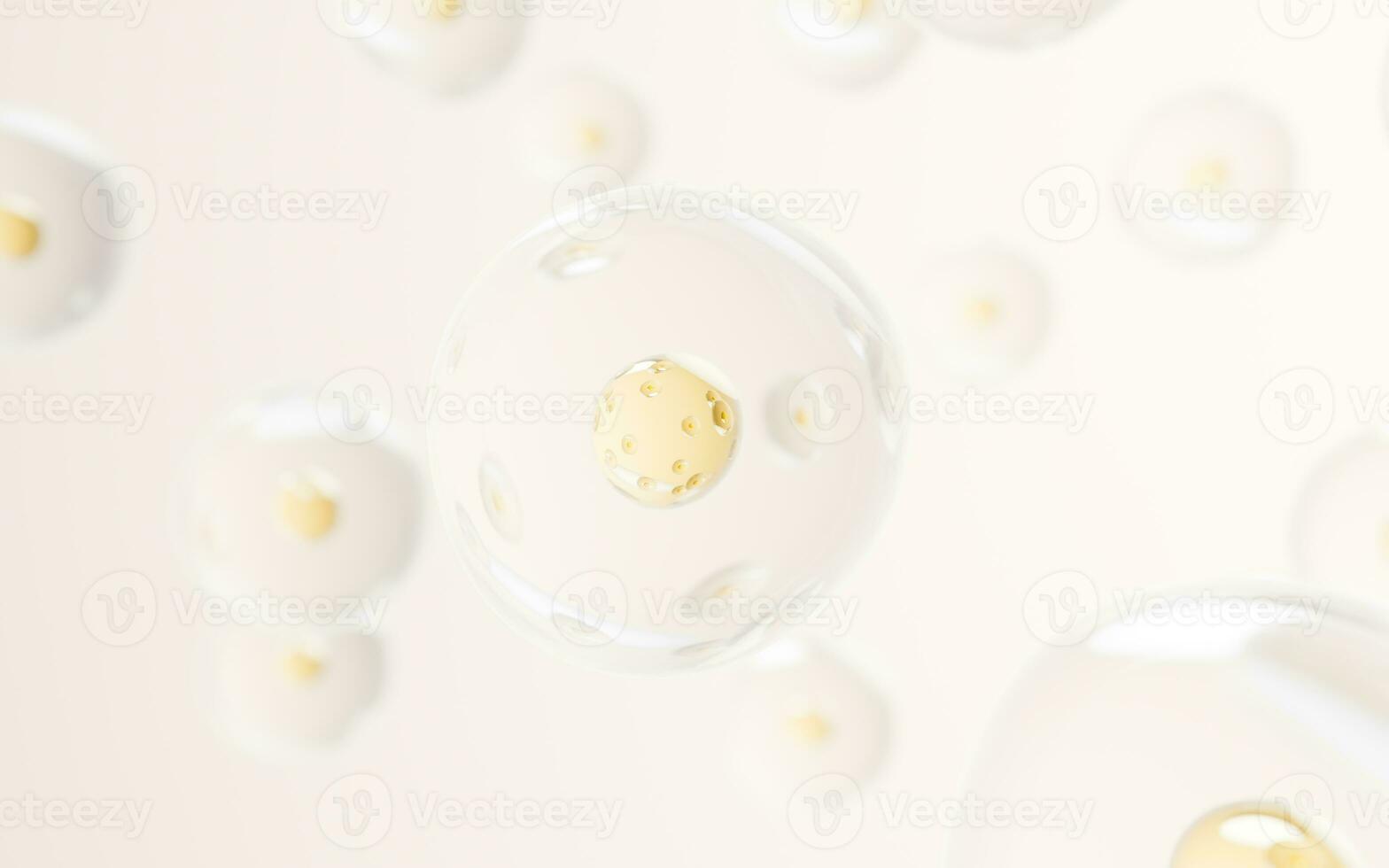Transparent cell with biotechnology and cosmetic concept, 3d rendering. photo