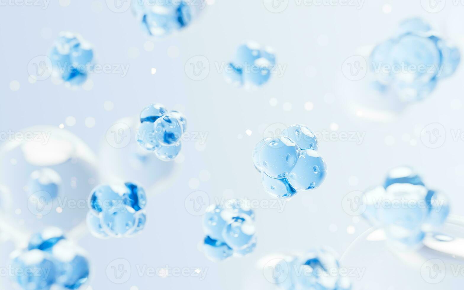 Transparent cell with biotechnology and cosmetic concept, 3d rendering. photo