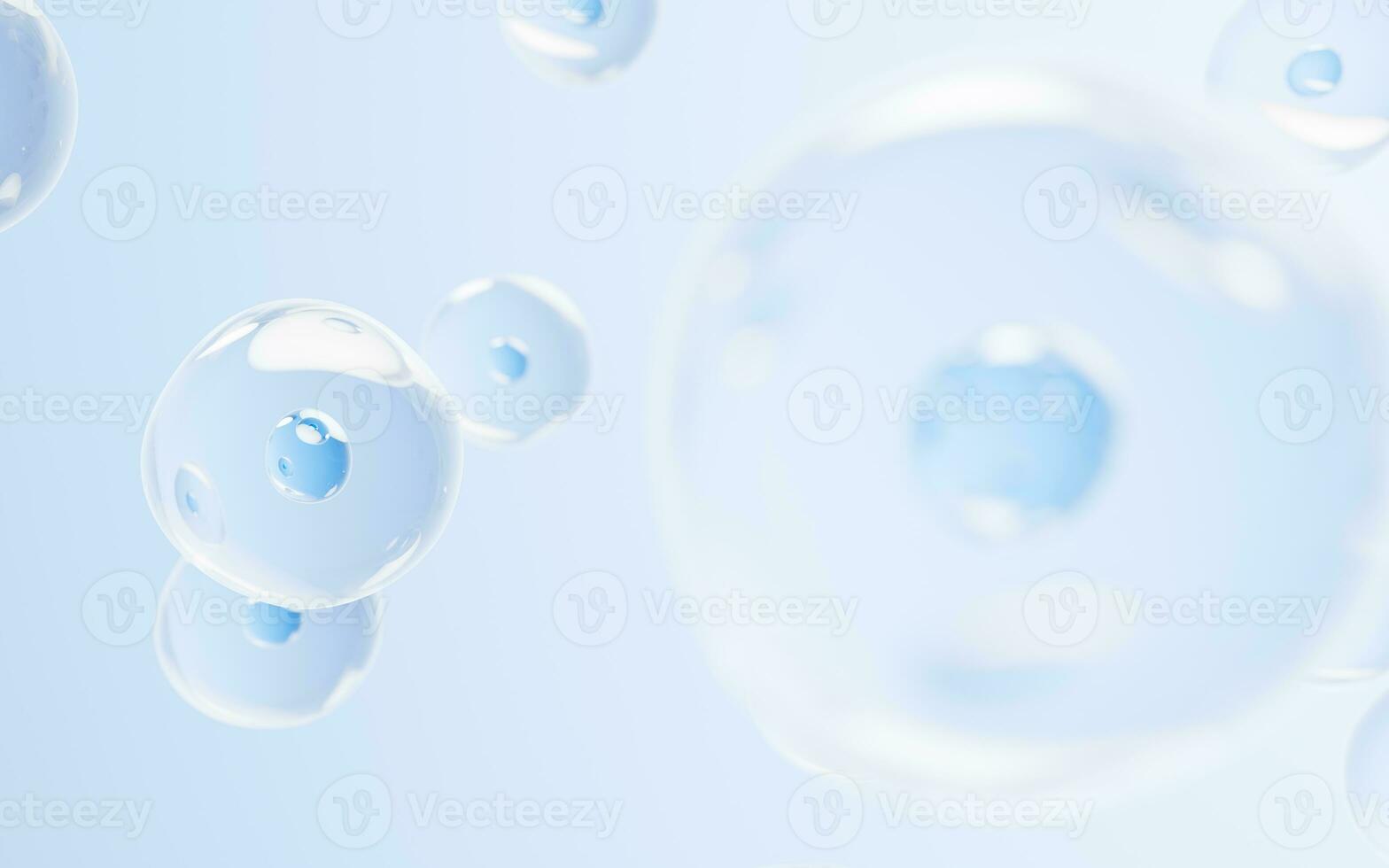 Transparent cell with biotechnology and cosmetic concept, 3d rendering. photo
