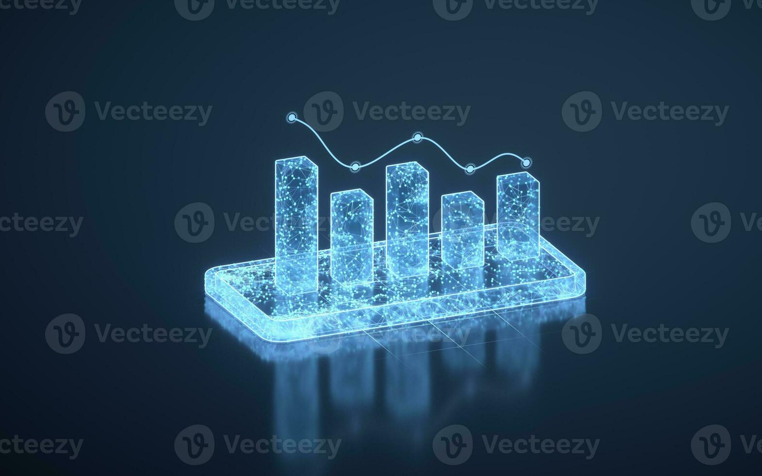 Bar graph with decline trend, 3d rendering. photo