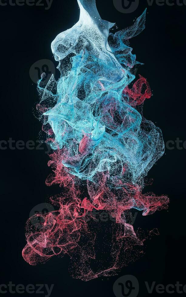 Abstract wave particles, diffuse powder, 3d rendering. photo