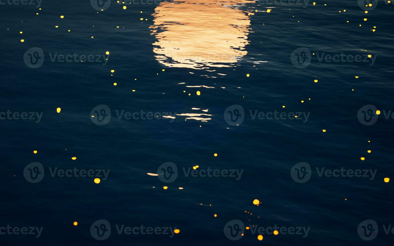 Rippled lake with glowing particles, 3d rendering. photo