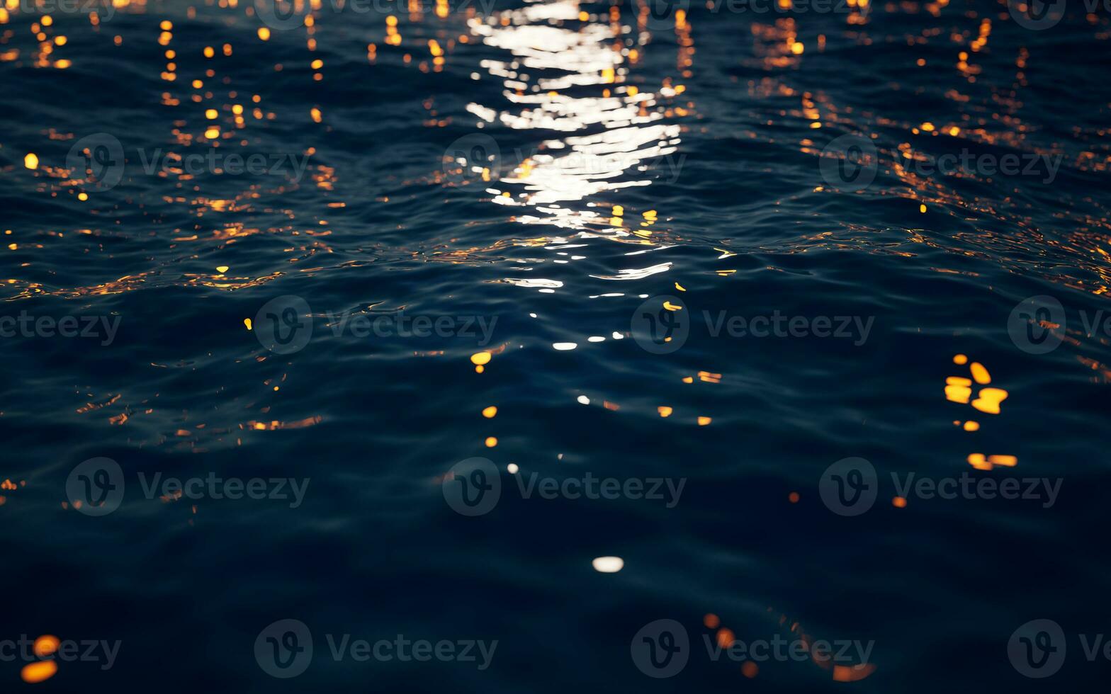 Rippled lake with glowing particles, 3d rendering. photo