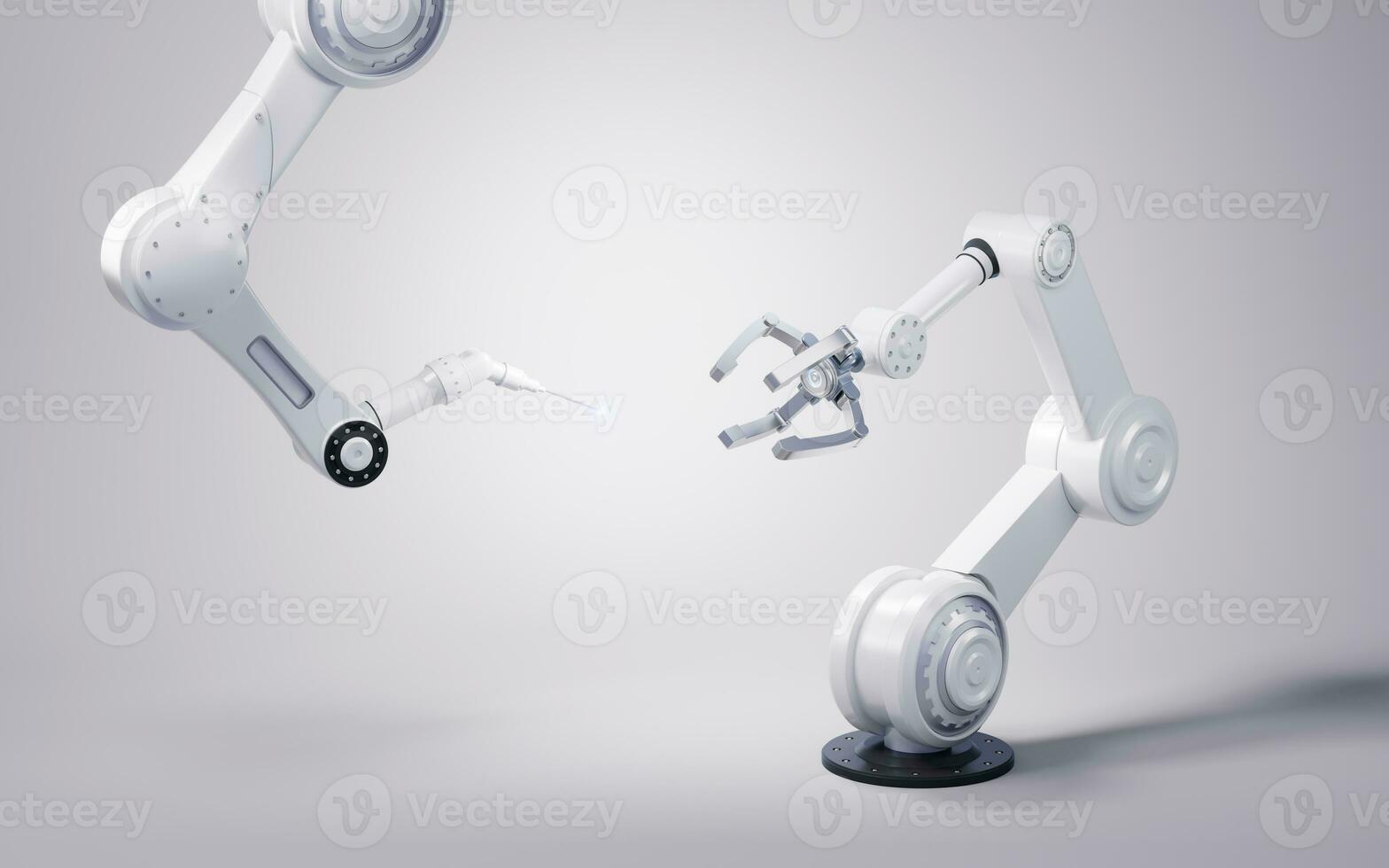 Mechanical arm with white background, 3d rendering. photo