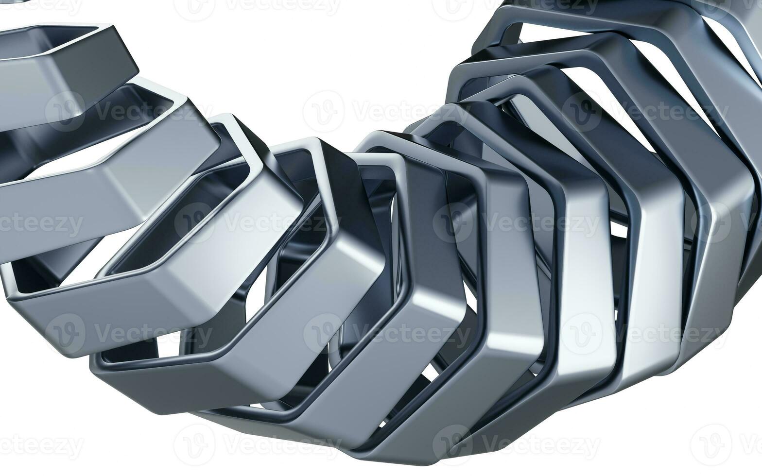 Metal frame with hexagonal shape, 3d rendering. photo