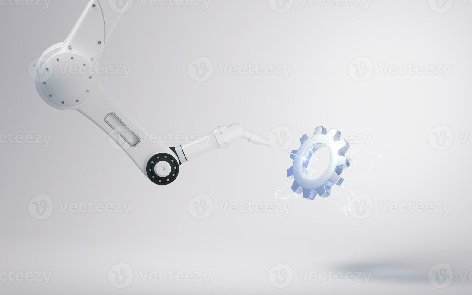 mecánico brazo con blanco fondo, 3d representación. foto
