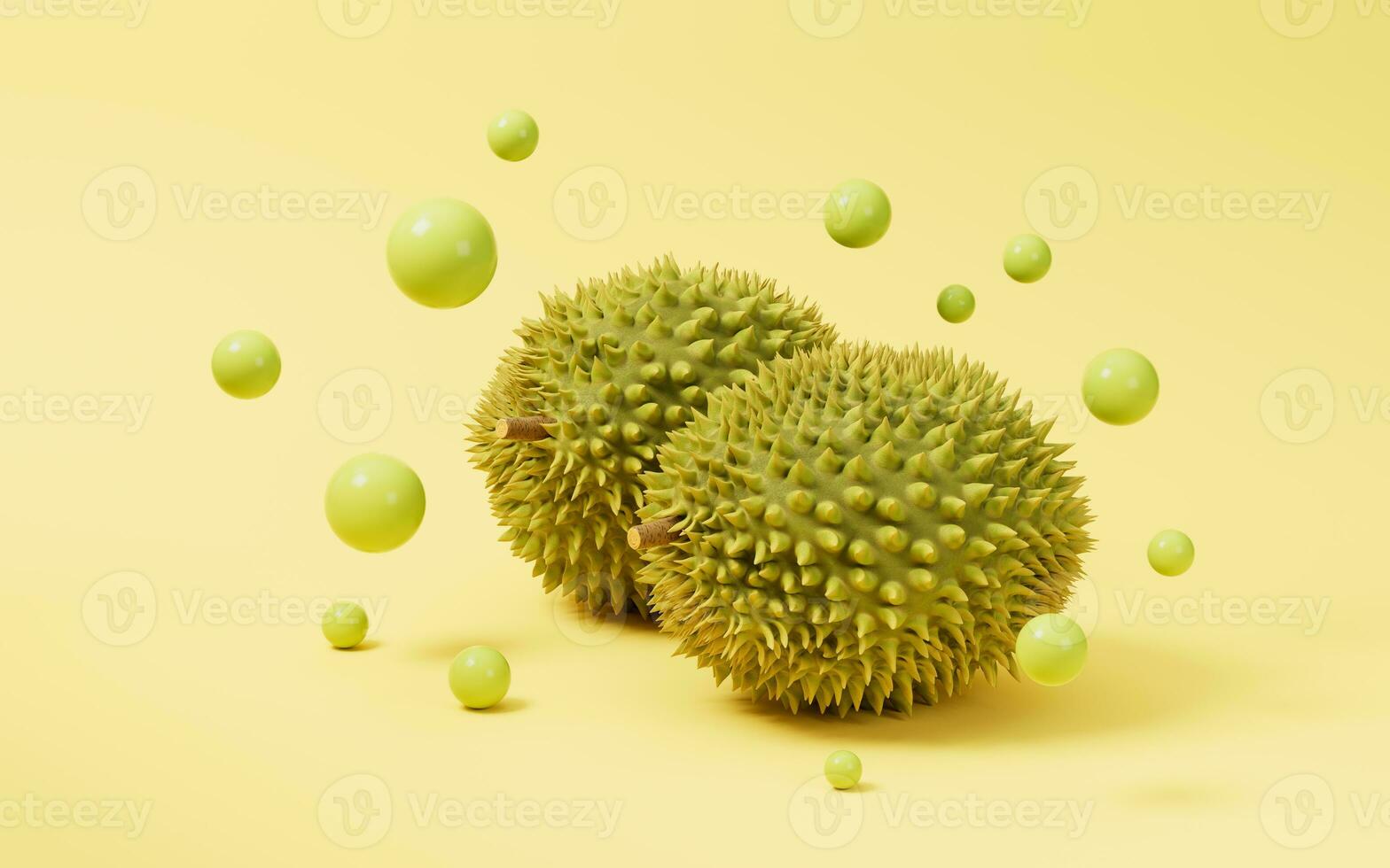 The fruit durian, delicious fruit, 3d rendering. photo