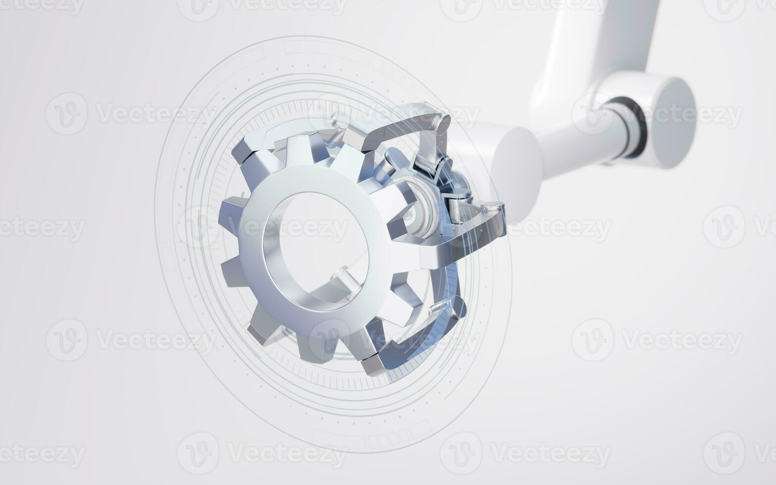 Mechanical arm with white background, 3d rendering. photo