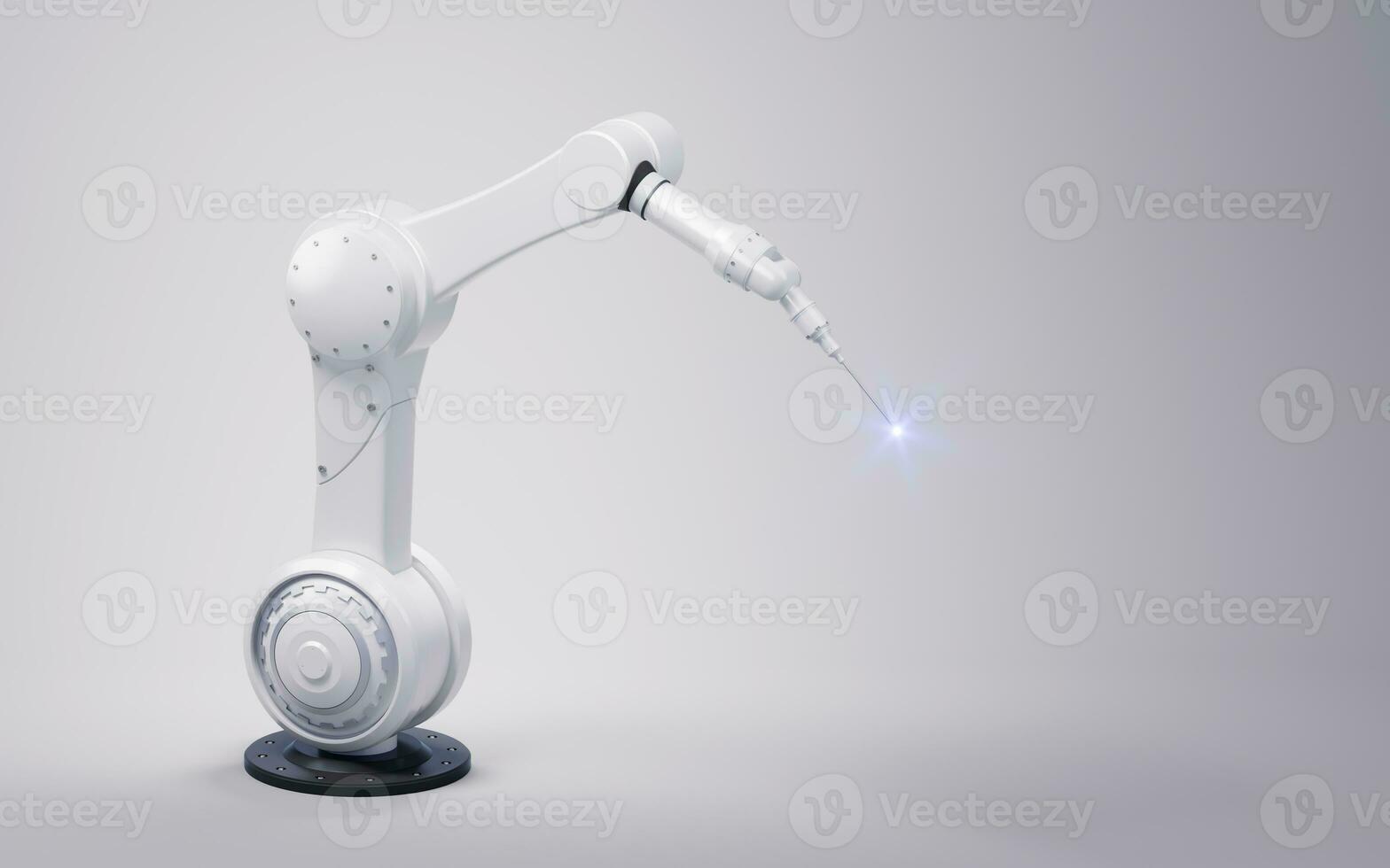 Mechanical arm with white background, 3d rendering. photo