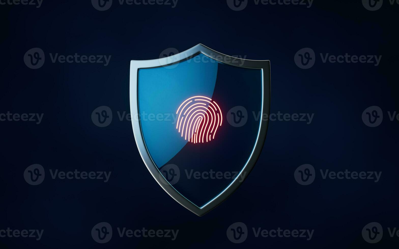 Glossy shield with fingerprint identification, 3d rendering. photo