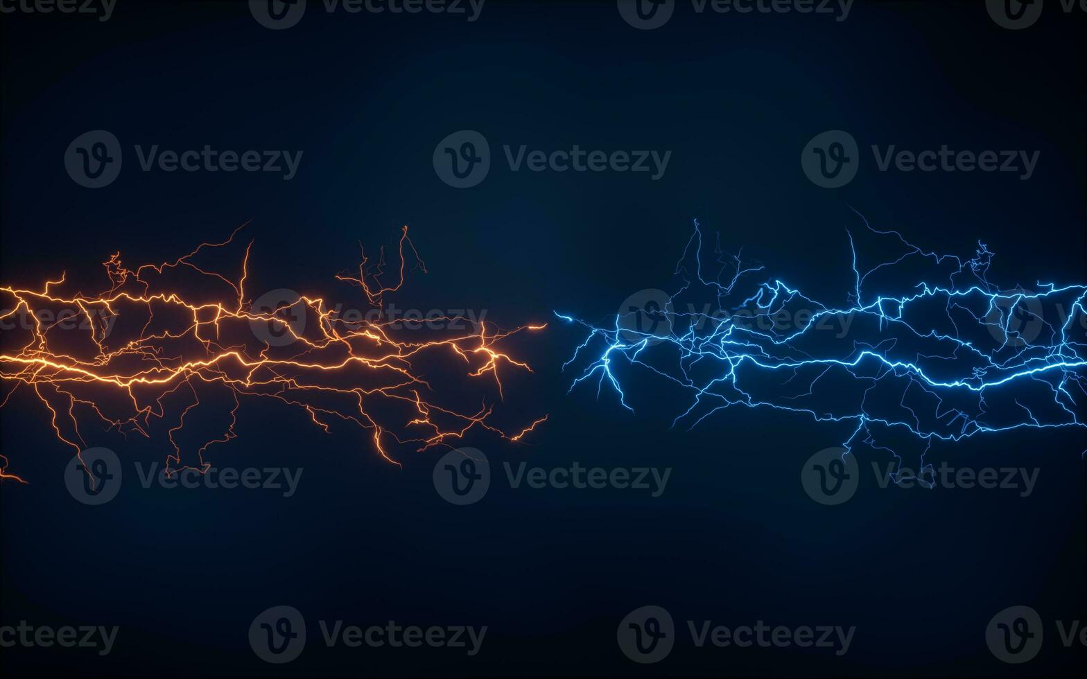 Blue lightning with dark background, 3d rendering. photo