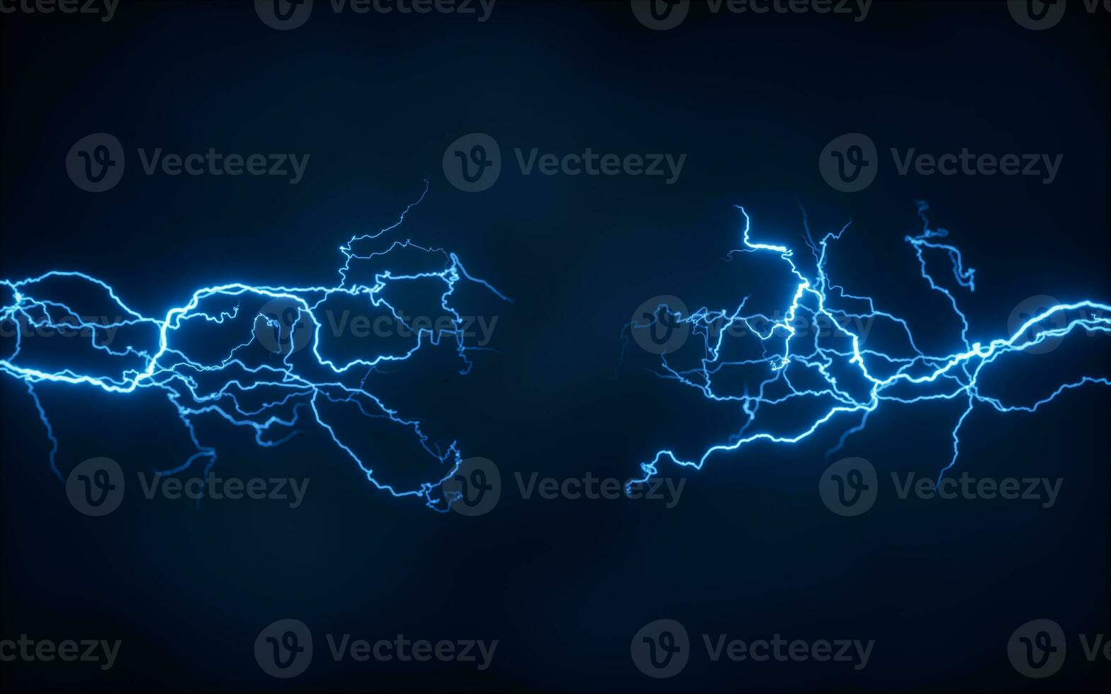 Blue lightning with dark background, 3d rendering. photo