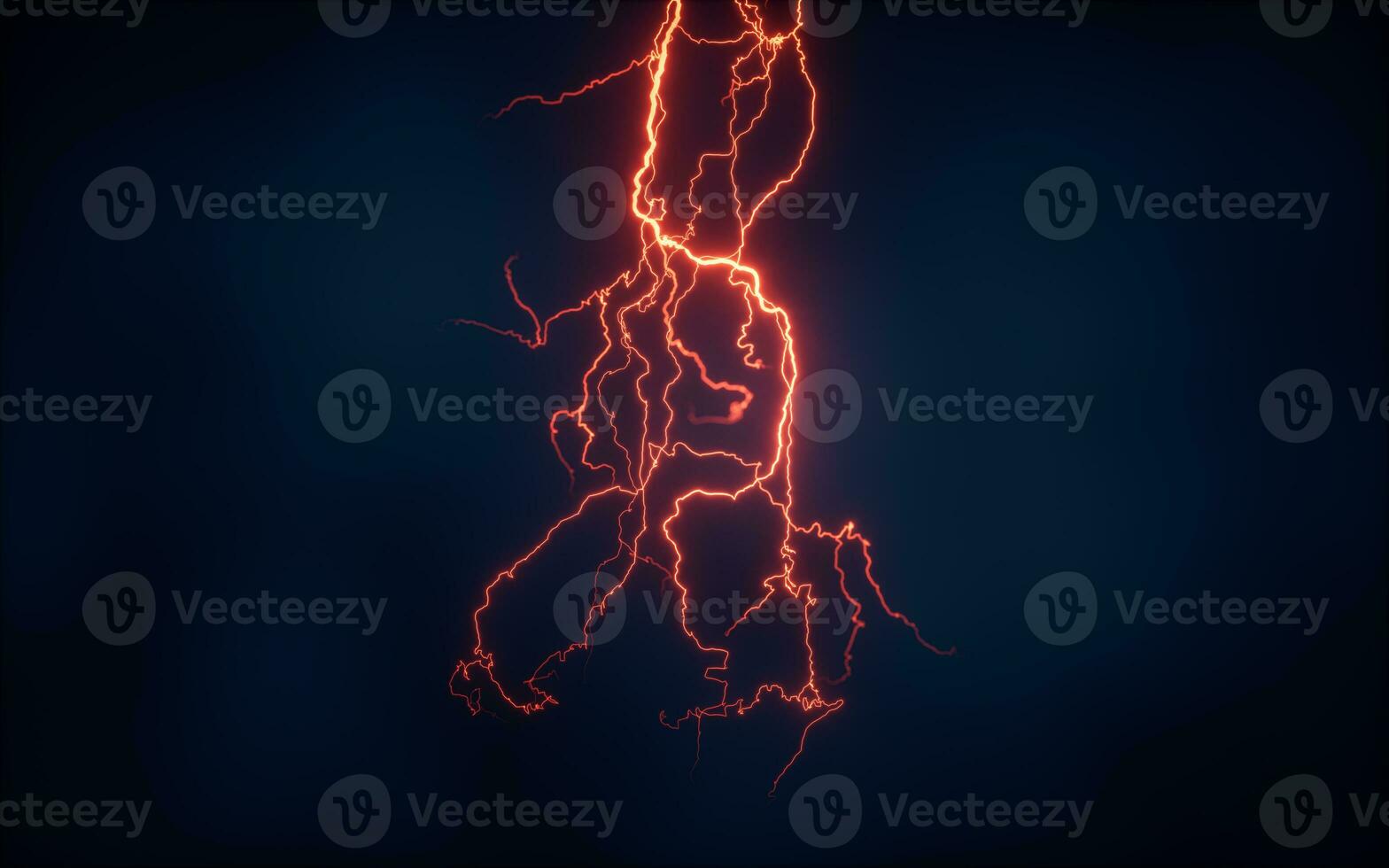 Red lightning with dark background, 3d rendering. photo