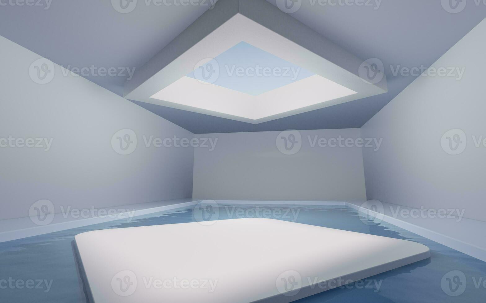 Empty room with water inside, 3d rendering. photo