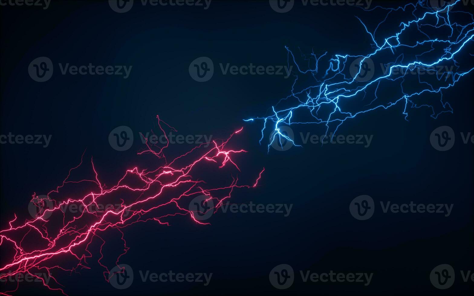 Blue lightning with dark background, 3d rendering. photo