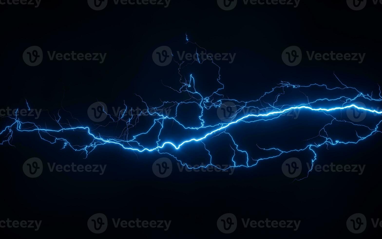 Blue lightning with dark background, 3d rendering. photo