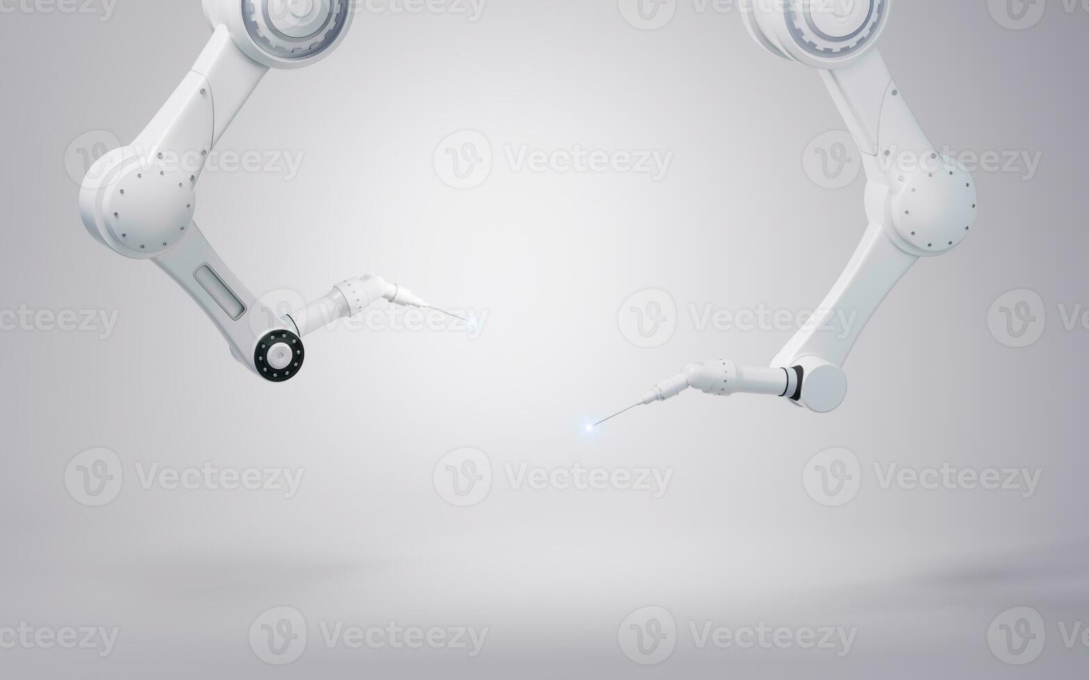 Mechanical arm with white background, 3d rendering. photo