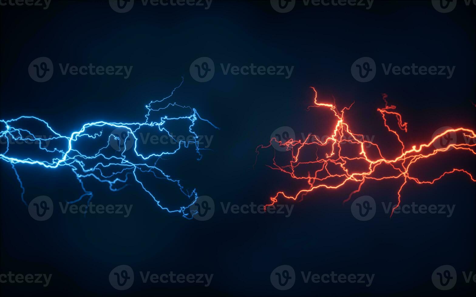 Blue lightning with dark background, 3d rendering. photo