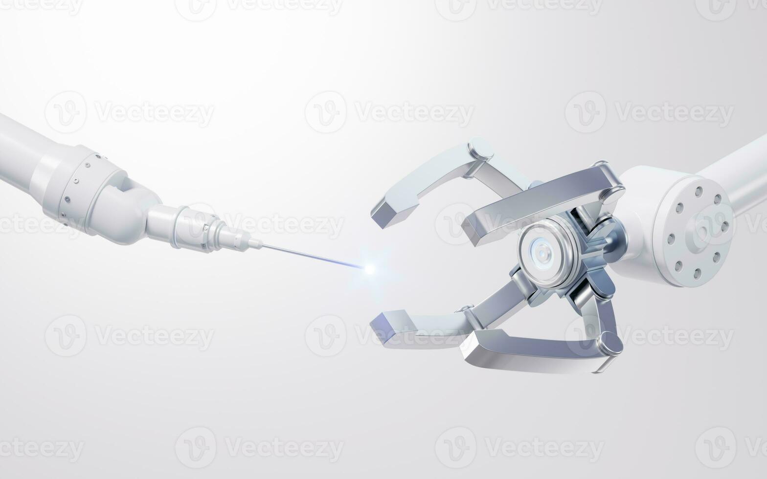 Mechanical arm with white background, 3d rendering. photo