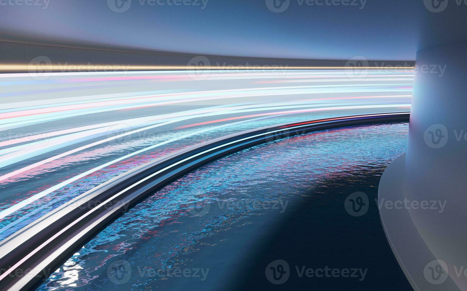 Empty room with water inside, 3d rendering. photo