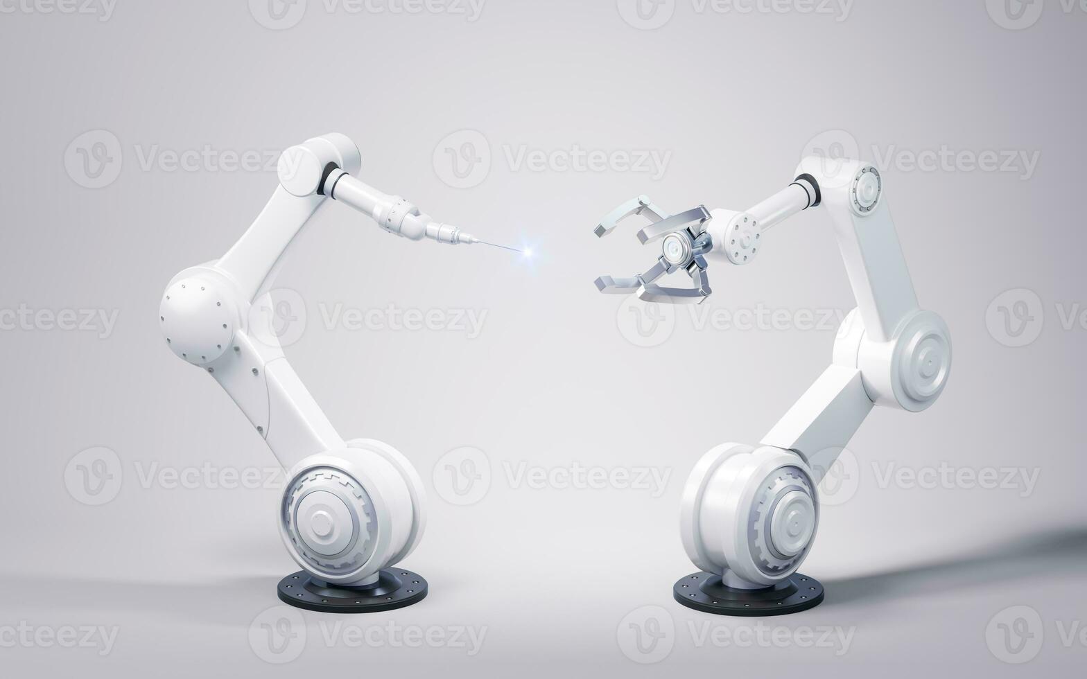 Mechanical arm with white background, 3d rendering. photo