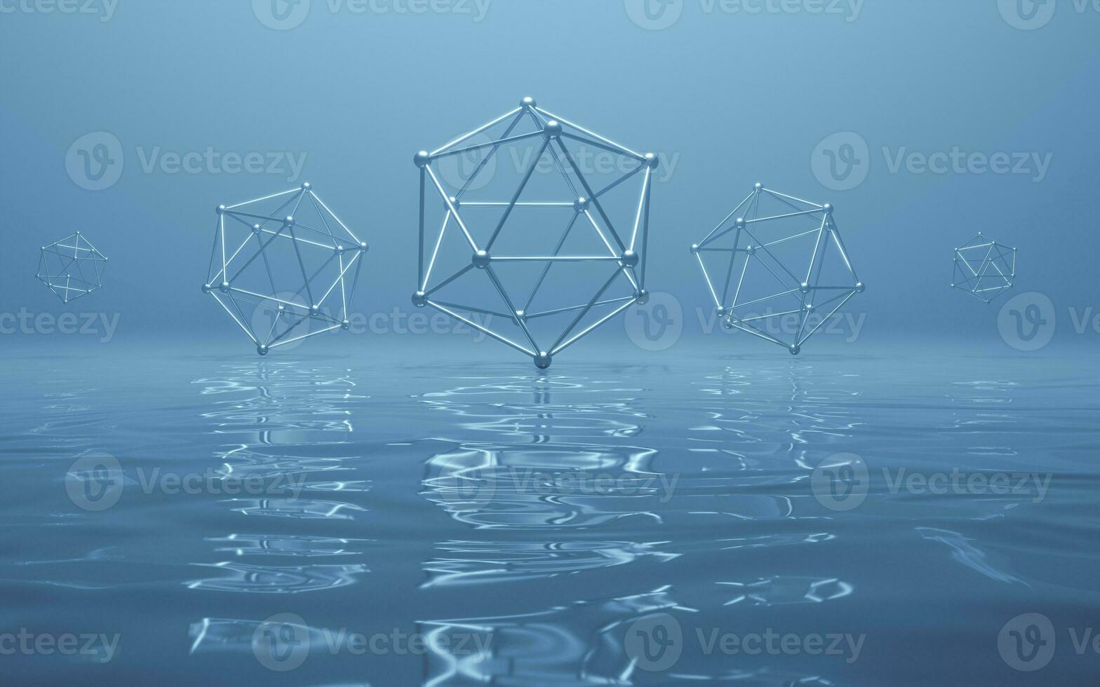 Structure lines with water surface, 3d rendering. photo