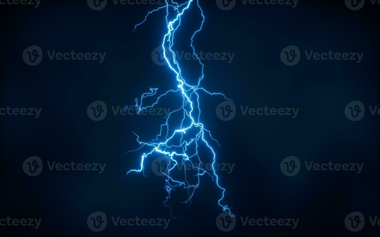 Blue lightning with dark background, 3d rendering. photo