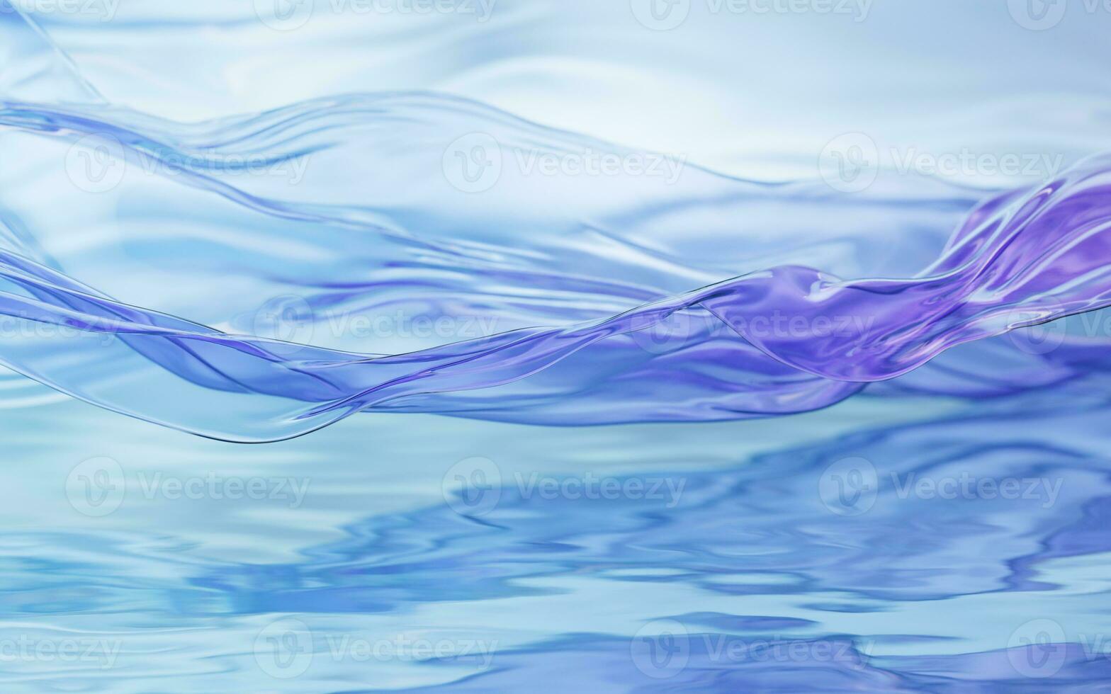 Flowing transparent cloth on water surface, 3d rendering. photo