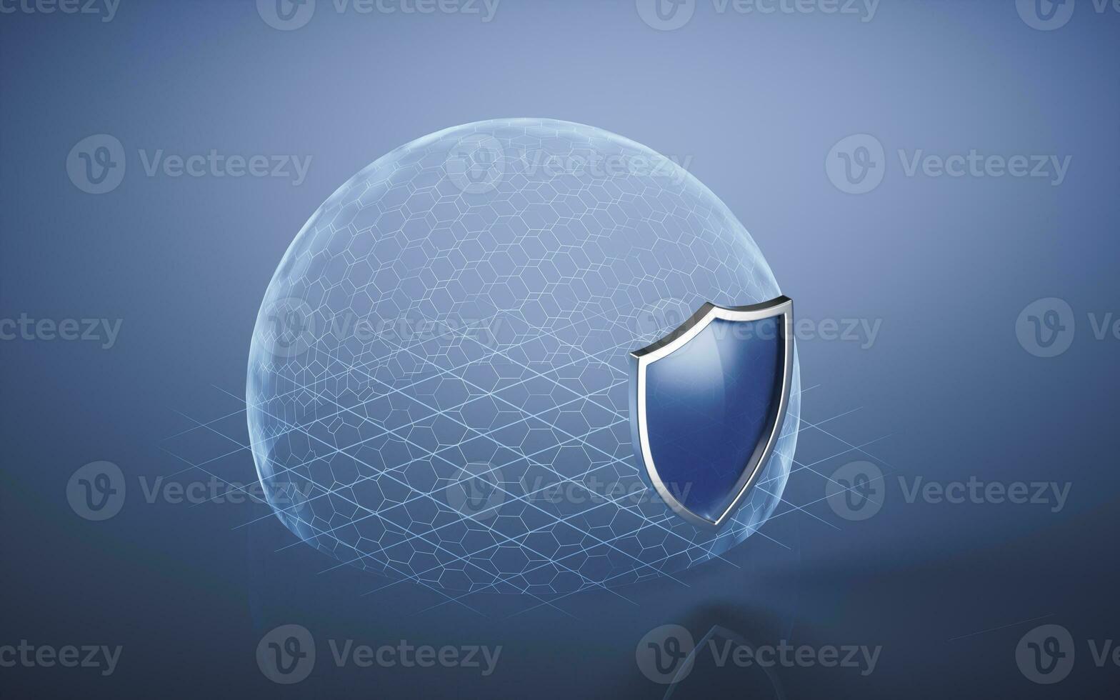 Protect shield and hexagon layer, 3d rendering. photo