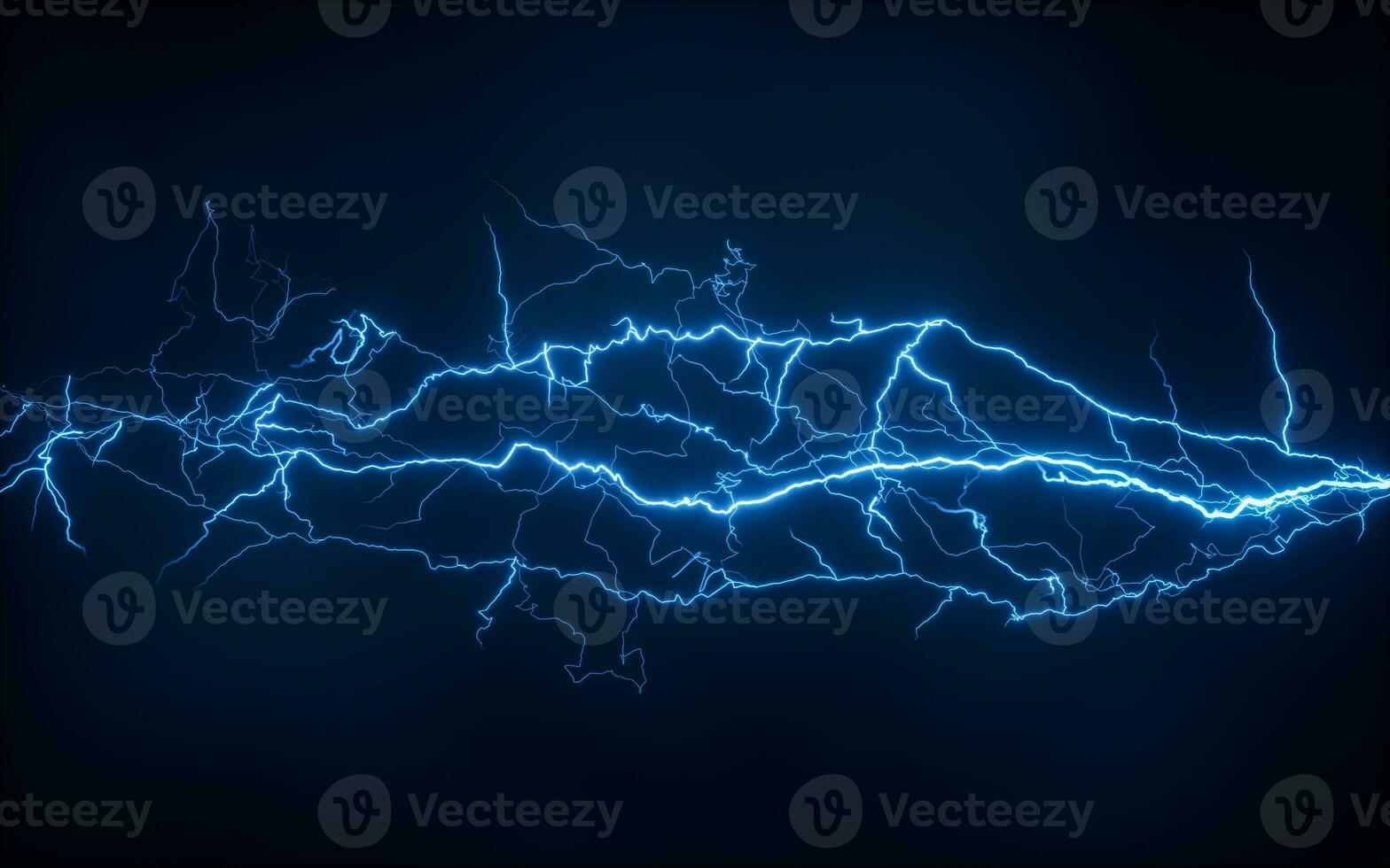 Blue lightning with dark background, 3d rendering. photo