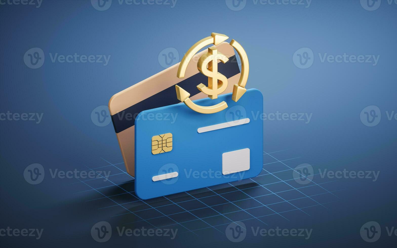 Bank card with investment concept, 3d rendering. photo