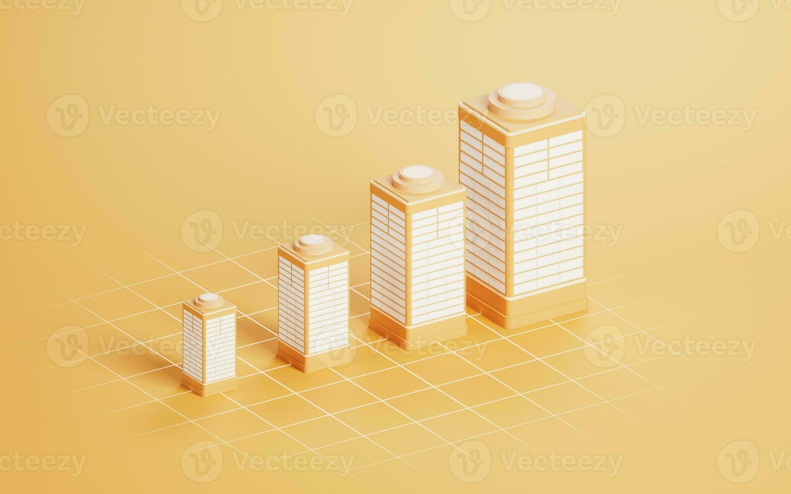 3D model city buildings, 3d rendering. photo