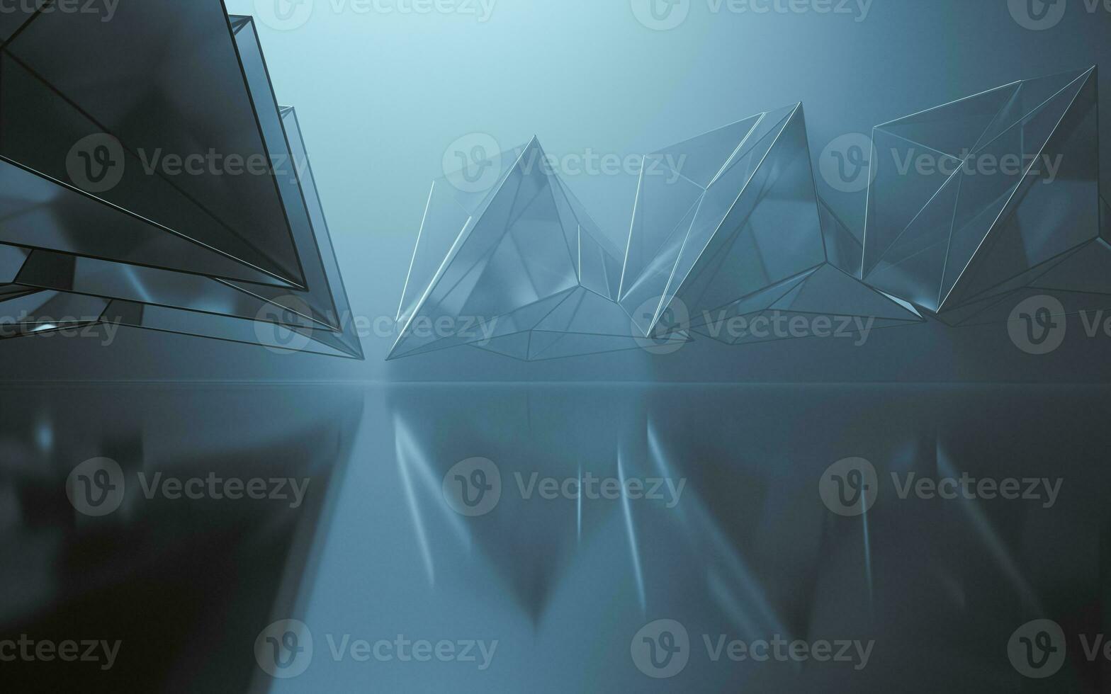 Fog scene with abstract geometry, 3d rendering. photo