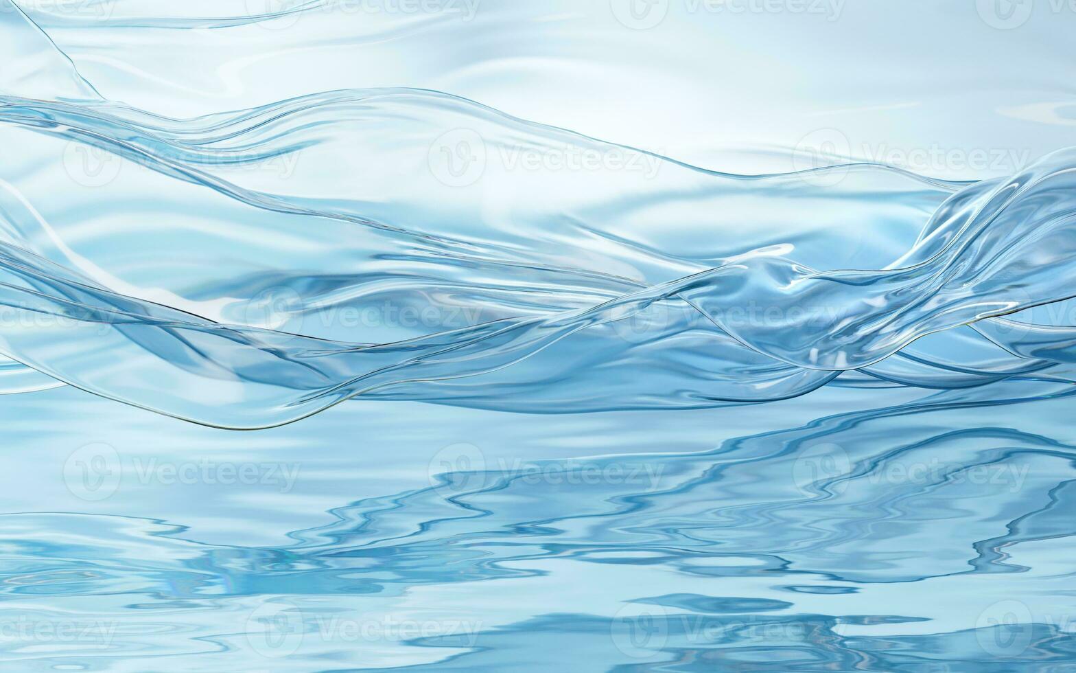 Flowing transparent cloth on water surface, 3d rendering. photo