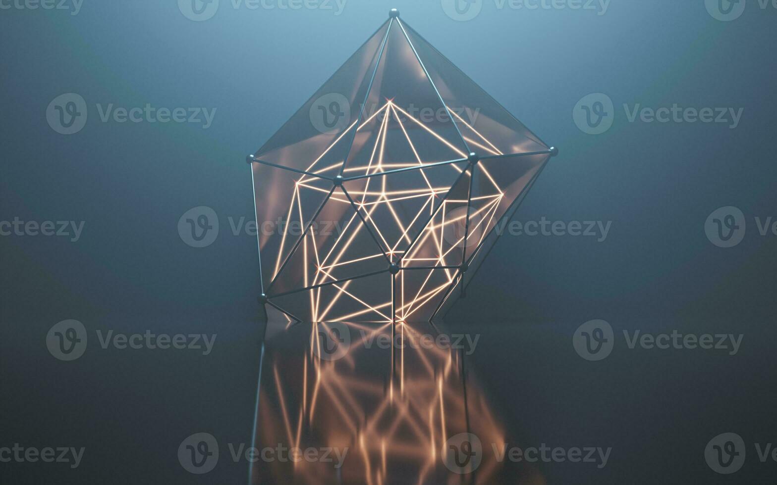 Fog scene with abstract geometry, 3d rendering. photo