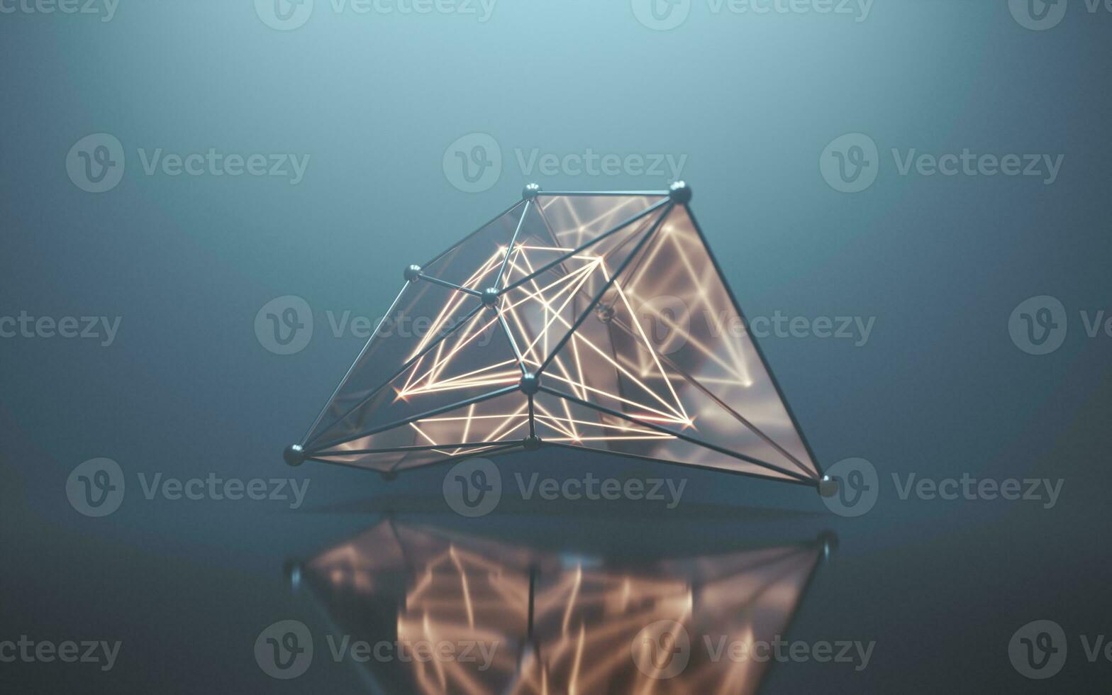Fog scene with abstract geometry, 3d rendering. photo