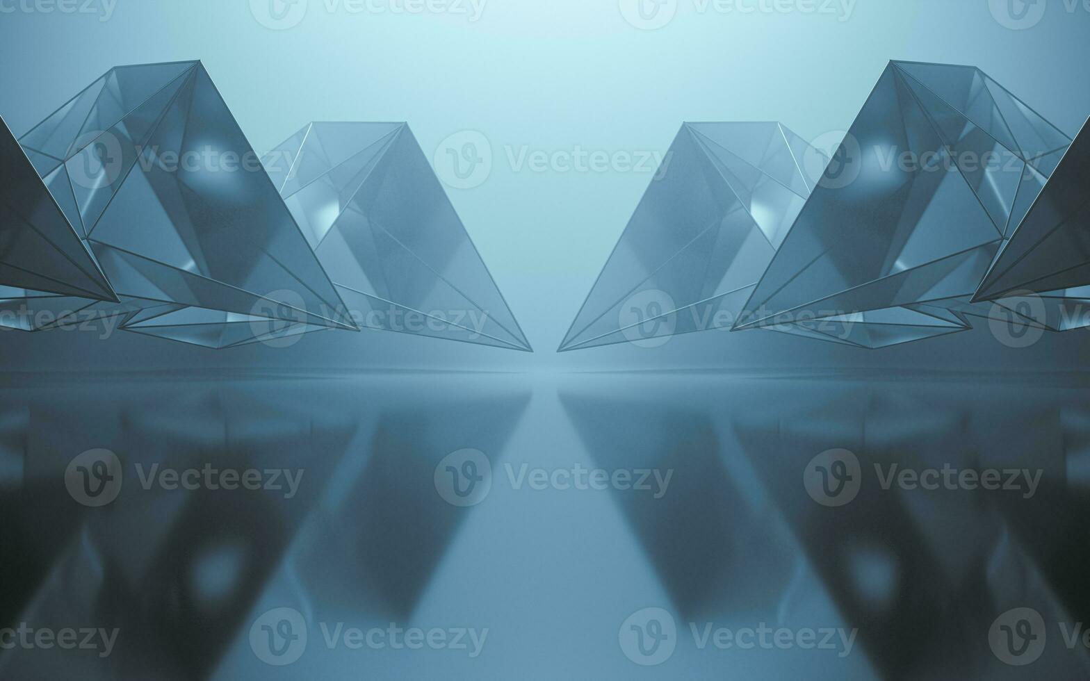 Fog scene with abstract geometry, 3d rendering. photo