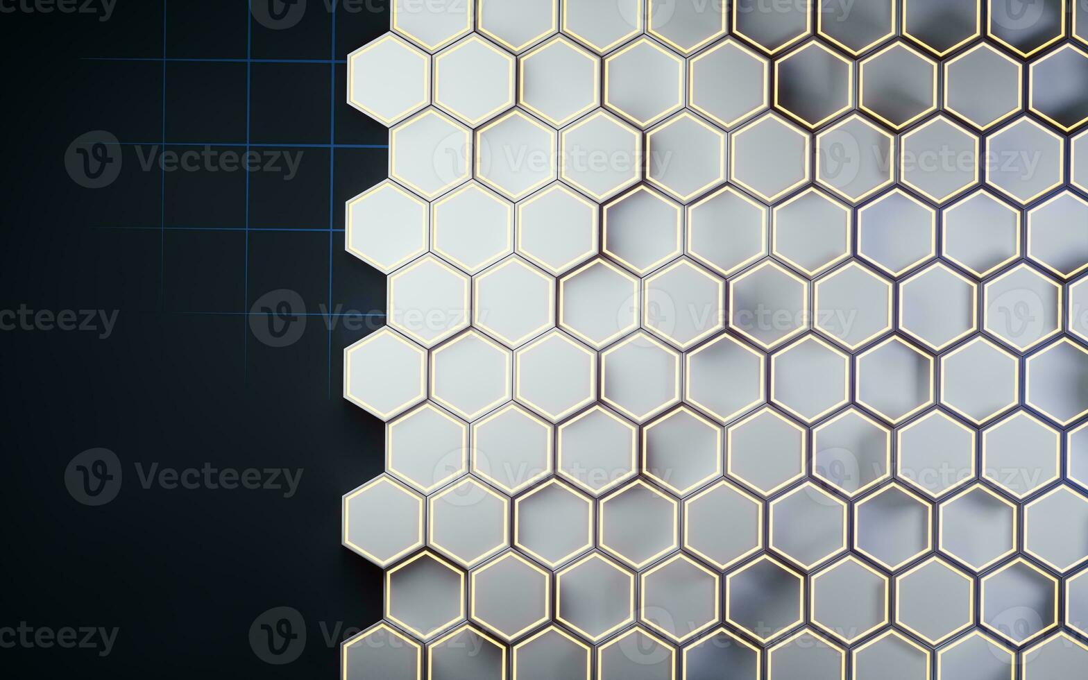 Metallic hexagon material background, 3d rendering. photo