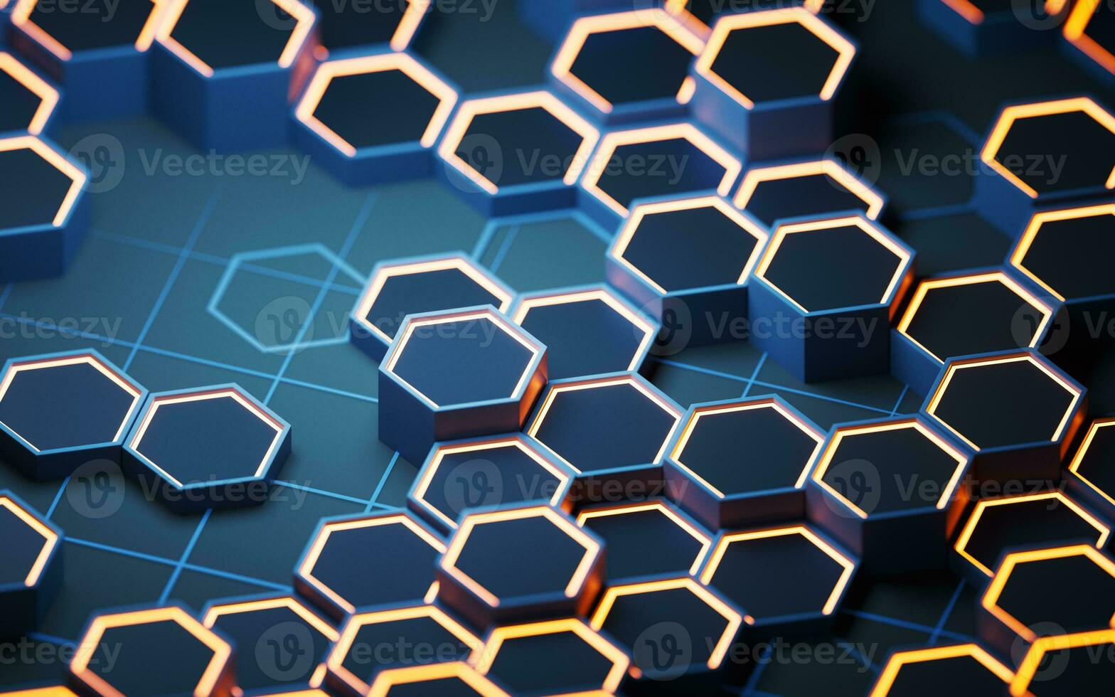 Metallic hexagon material background, 3d rendering. photo