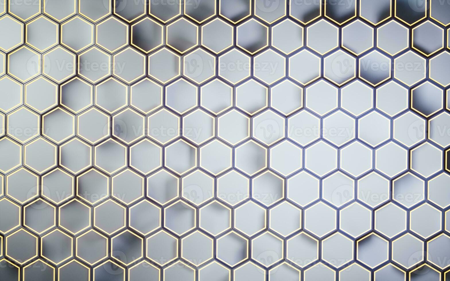 Metallic hexagon material background, 3d rendering. photo
