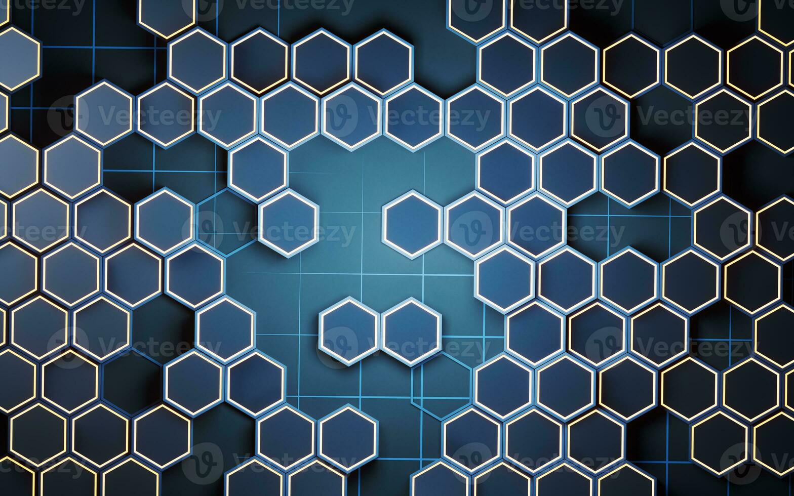 Metallic hexagon material background, 3d rendering. photo