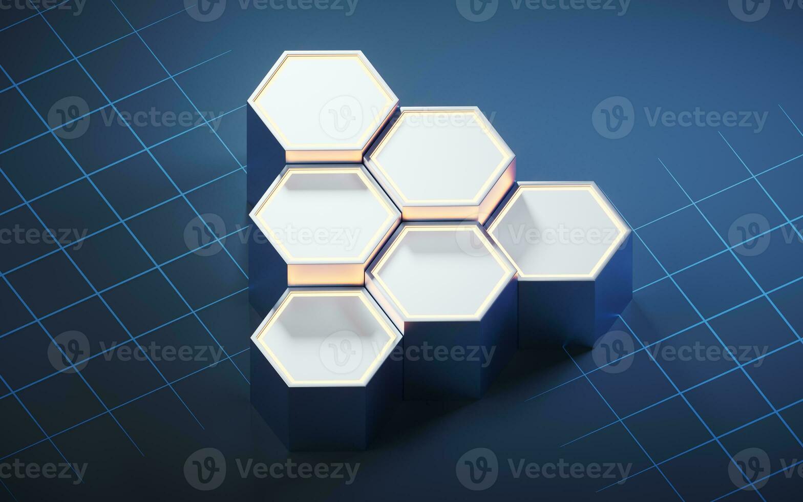 Metallic hexagon material background, 3d rendering. photo