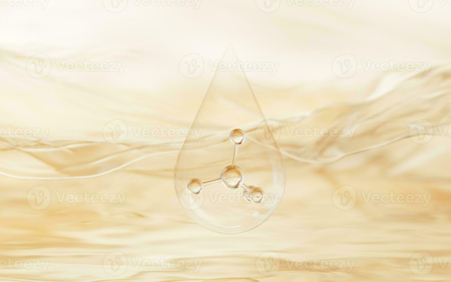 Molecule in the water drop, 3d rendering. photo