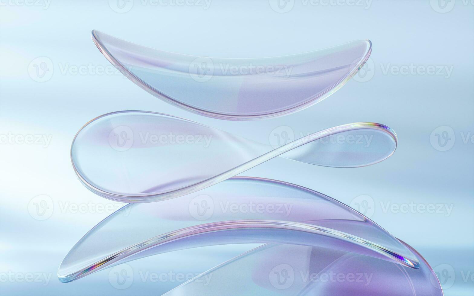 Curve glass with light illuminated, 3d rendering. photo