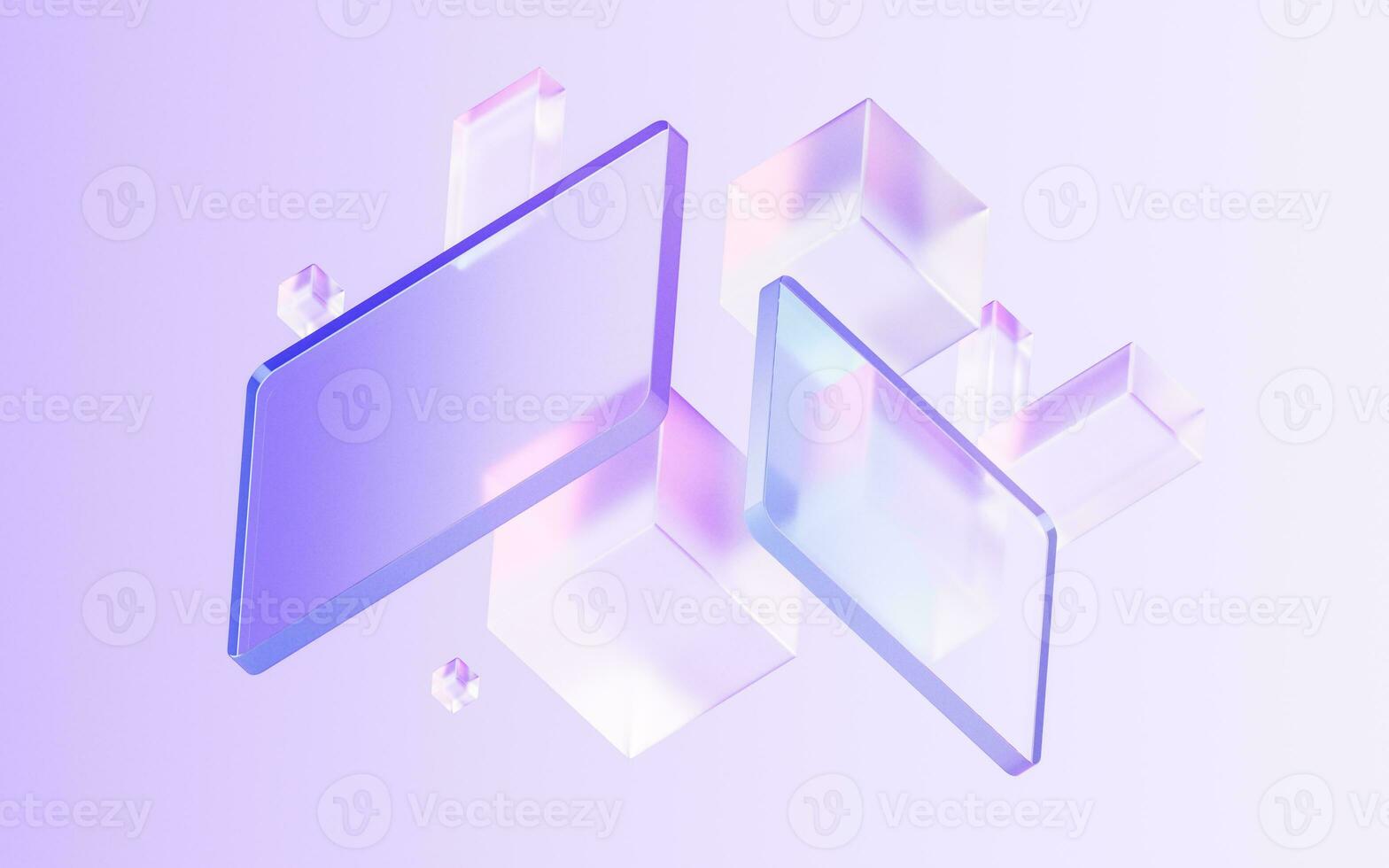 Transparent glass with gradient colors, 3d rendering. photo