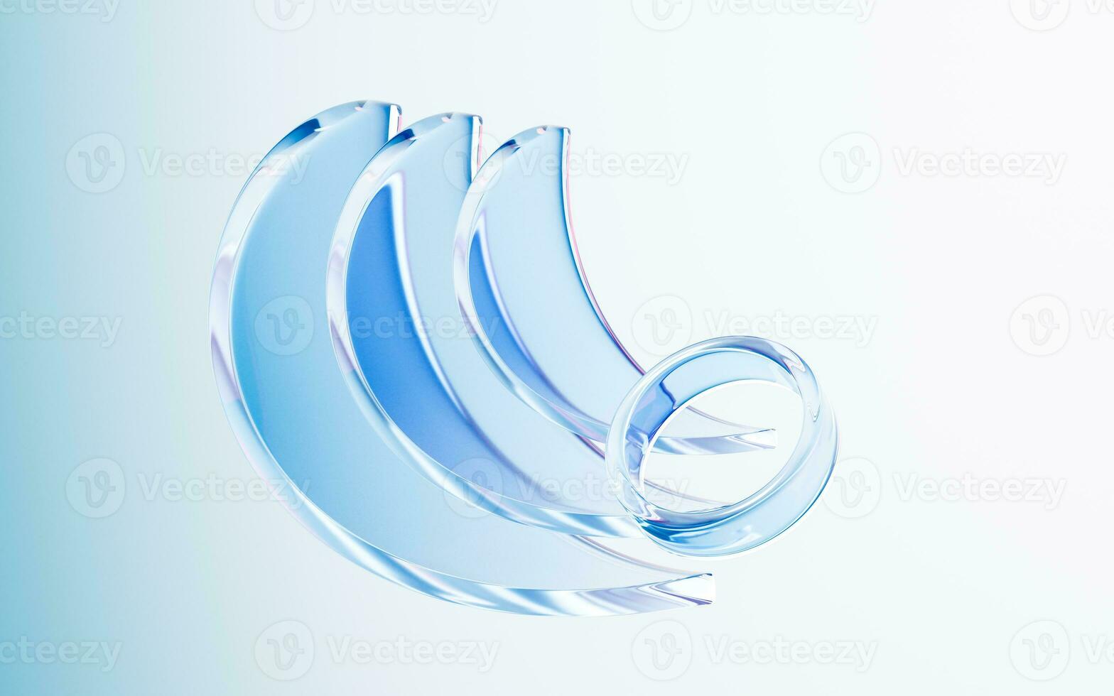 Transparent glass with gradient colors, 3d rendering. photo