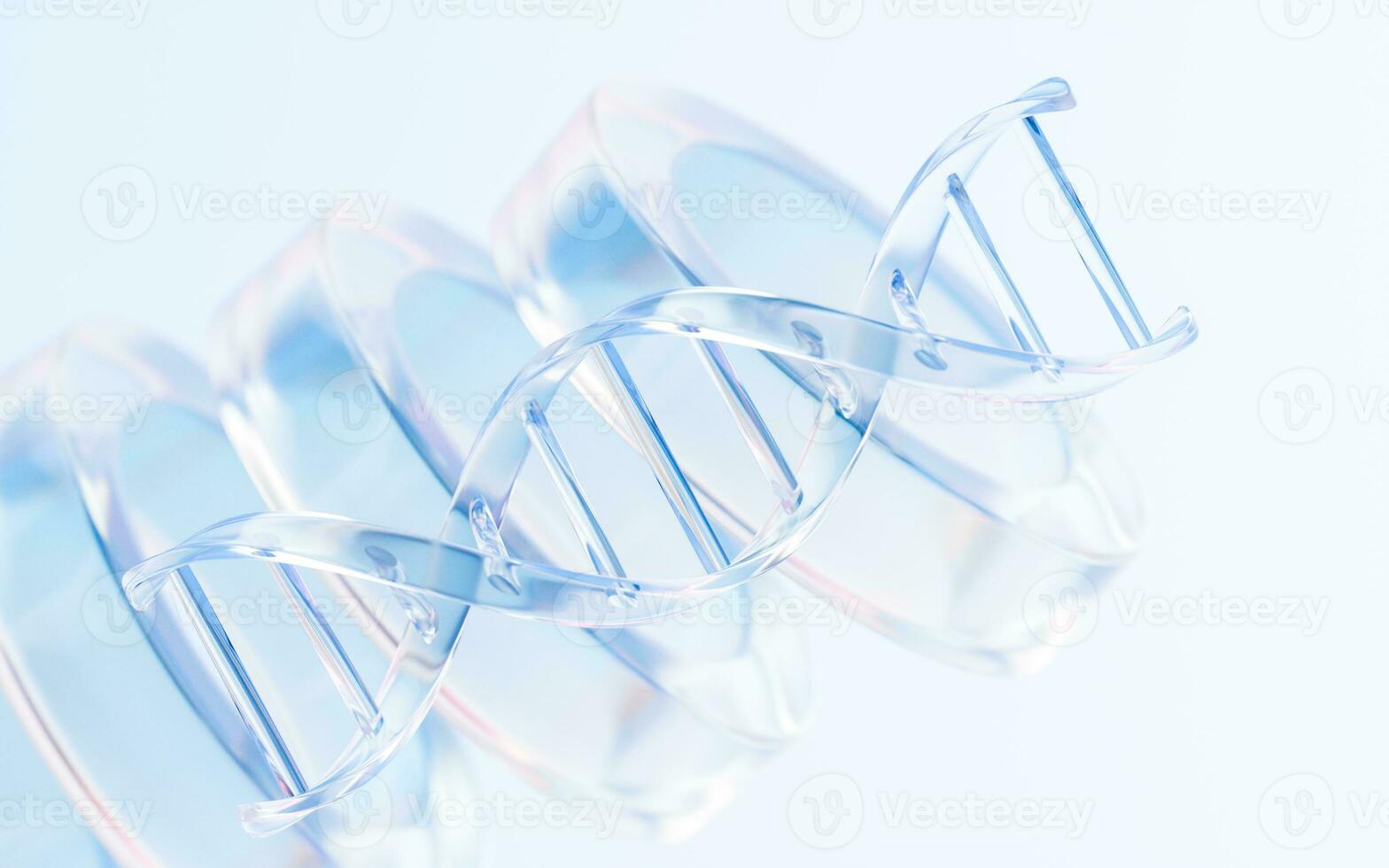 Transparent glass DNA structure, 3d rendering. photo