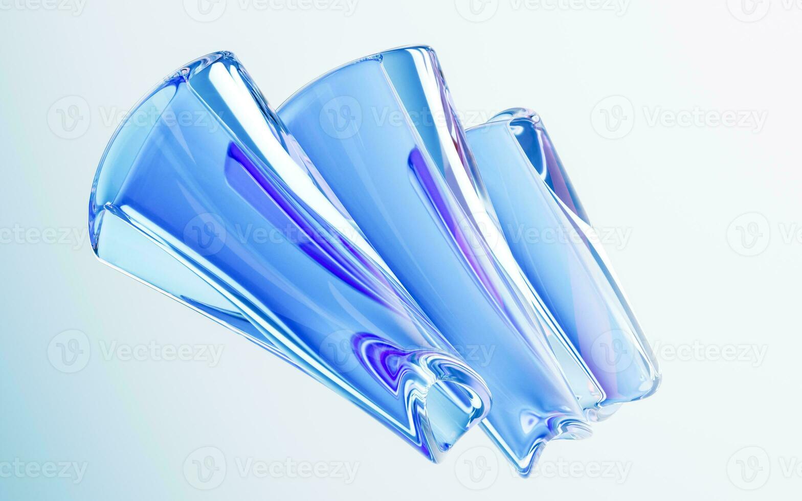 Transparent glass with gradient colors, 3d rendering. photo